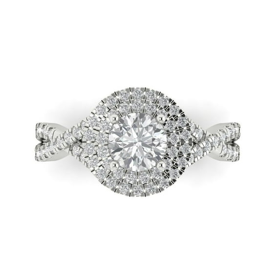 1.3125 ctw Halo Anniversary Ring for Women | Round Cut Zirconia Diamond | Hyperallergenic Solid 18K White Gold