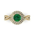 thumbnail image 1 of 1.3125 ct Round Cut Simulated Emerald Halo Engagement Ring for Women in 18K Yellow Gold, 1 of 5