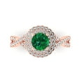 thumbnail image 1 of Clara Pucci 14K Rose Gold Solid Gold Emerald Solitaire with Accents Anniversary Ring for Women - 1.3125 cttw Round Cut, 1 of 8