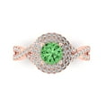 thumbnail image 1 of Clara Pucci 14K Rose Gold Solid Gold Green Solitaire with Accents Anniversary Ring for Women - 1.3125 cttw Round Cut, 1 of 8