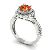 1.3125 ct Round Cut Simulated Red Diamond Halo Engagement Ring for Women in 18K White Gold