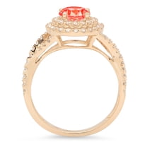 1.3125 ct Round Cut Simulated Red Diamond Halo Engagement Ring for Women in 18K Yellow Gold