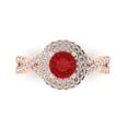 thumbnail image 1 of 1.3125 ct Round Cut Simulated Ruby Solitaire with Simulated Diamond Accents 18K Rose Gold Womens Engagement Ring, 1 of 5