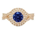 thumbnail image 1 of 1.3125 ct Round Cut Simulated Tanzanite with Simulated Diamond Halo Accents 18K Yellow Gold Womens Engagement Ring, 1 of 4