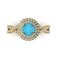 thumbnail image 1 of 1.3125 ctw with Simulated Diamond Halo Accents Anniversary Ring for Women | Round Cut Simulated Turquoise | Hyperallergenic Solid 14K Yellow Gold, 1 of 5