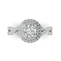 1.3125 ctw with Simulated Diamond Halo Accents Anniversary Ring for Women | Round Cut White Sapphire | Hyperallergenic Solid 18K White Gold