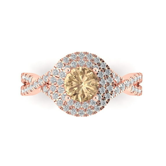 1.3125 ct Round Cut Yellow Moissanite Solitaire with Accents Engagement Ring for Women in 18K Rose Gold