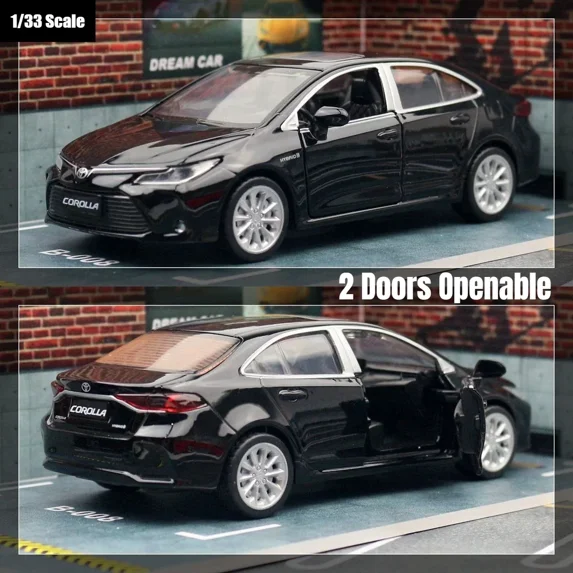 1/32 - 1/33 Corolla Hybrid Toy Car For Children Diecast Alloy Metal Miniature Model Pull Back Sound & Light Collection Gift Kid