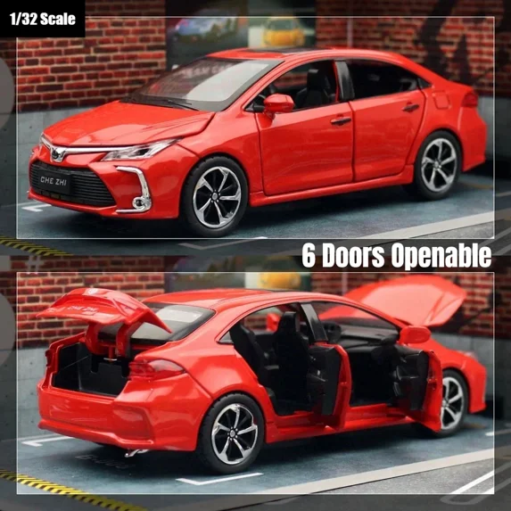1/32 - 1/33 Corolla Hybrid Toy Car For Children Diecast Alloy Metal Miniature Model Pull Back Sound & Light Collection Gift Kid