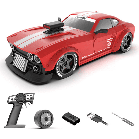 1:32 4WD Full-Proportional RC Drift Car, KM3299 High-Speed Racing Car with 130 Motor, ESP Gyro, LED Modes, 7.4V Battery & 100m Control, RC Toy for Adults