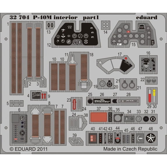 1/32 Aircraft- P40M Interior for HSG (Painted Self Adhesive)