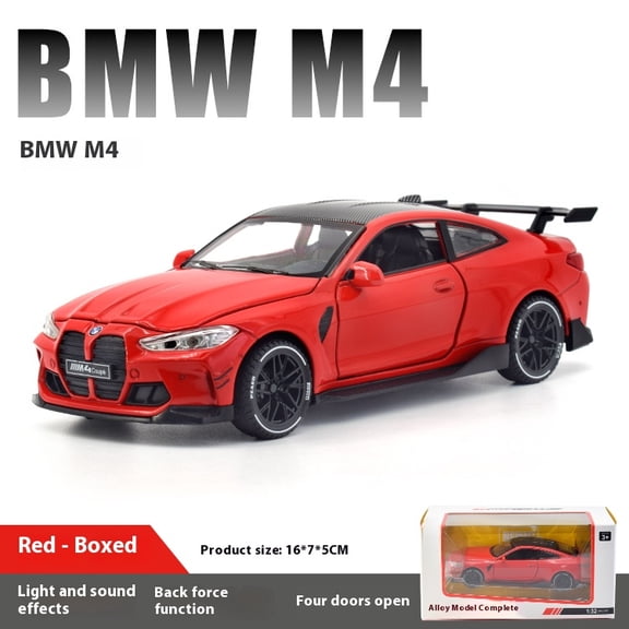 1:32 BMW M4 Coupe Sports Car Alloy Die Casting Metal Model Sound & Light Pull Back Toy Trendy Collect Ornament Boys Toy Present