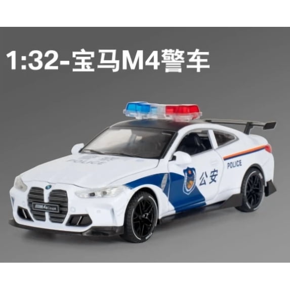 1:32 BMW M4 Police Alloy Sports Car Model Diecasts & Toy Vehicles Metal Model Sound and Light Car Toys For Gifts