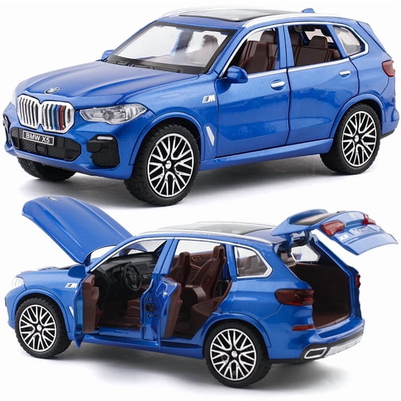 1:32 BMW X5 SUV Alloy Car Diecast Model Sound & Light Pull Back Toy Car Central Control Ornaments Trendy Display Ornament Toy
