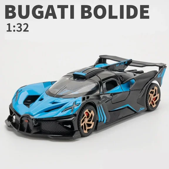 1/32 Bugatti Bolide Alloy Sport Car Model Toys Simulation Diecasts Metal Vehicle With Sound Light Pull Back Decoration Boy Gifts