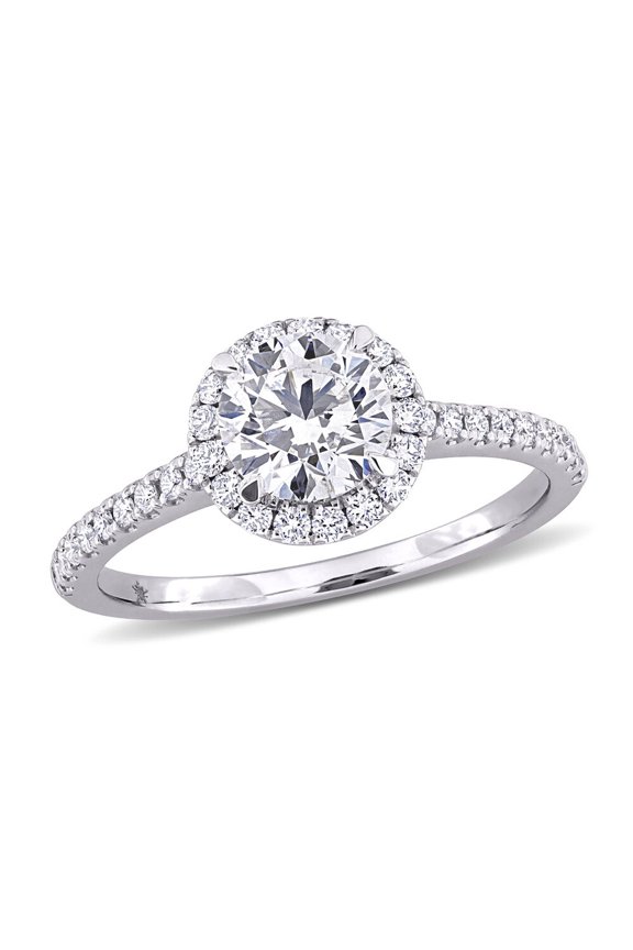 1.32 Carat (Ctw VS1-VS2, G-H) Lab-Grown Diamond Halo Engagement Ring in 14K White Gold for Women