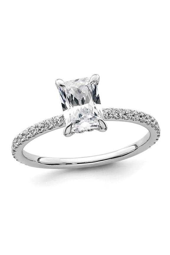 1.32 Carat (Ctw VS2, G-H) Certified Lab-Grown Radiant Diamond Engagement Ring 14K White Gold for Women