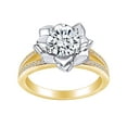 thumbnail image 1 of AFFY 1.32 Carat Round Shape Moissanite & Natural Diamond Two-Tone Flower Engagement Ring 14K Solid Yellow Gold Ring Size-6.5, 1 of 2