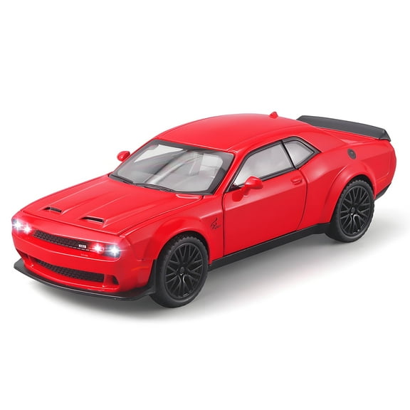 1/32 Challenger Hellcat Die Cast Metal Toy Cars,Pull Back Hellcat With Light and Music Collectible Model Cars