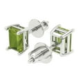 thumbnail image 1 of 1.32 Ct Emerald Cut Studs Green Natural Peridot 18K White Solid Solid Gold Everyday Dainty Earrings Screw Back, 1 of 7