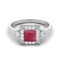 thumbnail image 1 of 1.32 Cts Ruby Glass Filled Square Shape Solitaire Accent 925 Sterling Silver Valentines Day Gifts Ring, 1 of 3
