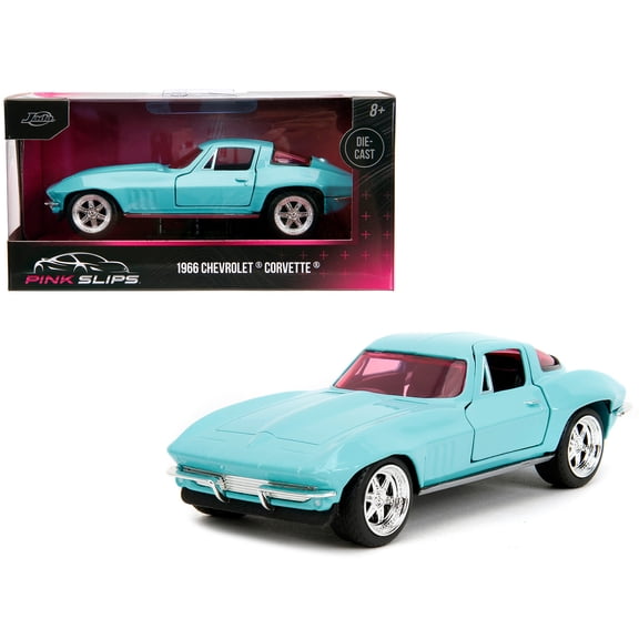1/32 Diecast Model Car 1966 Chevrolet Corvette Light Blue with Pink Tinted Windows "Pink Slips" Series by Jada