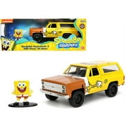 1/32 Diecast Model Car 1980 Chevrolet K5 Blazer with SpongeBob SquarePants Diecast Figurine "Hollywood Rides" Series by Jada