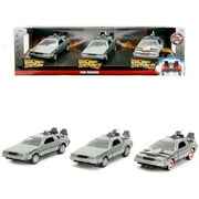1/32 Diecast Model Car "Back to the Future" Delorean Set of 3 pieces "Hollywood Rides" Series by Jada