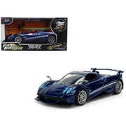 1/32 Diecast Model Car Pagani Huayra Roadster BC Blue Metallic with White Stripes "Fast X" 2023 Movie "Fast & Furious 25th Anniversary" Series by Jada