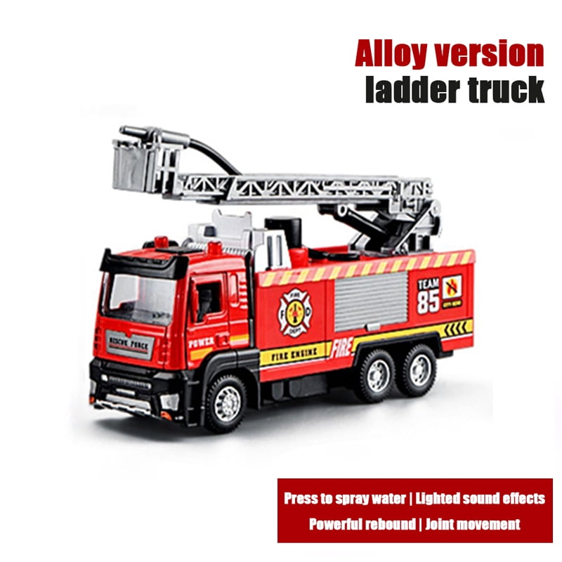 Fire Engine Toy Model 1/32 Fire Truck Model Water Spray Fire Rescue Toy Car Die-cast Light ...