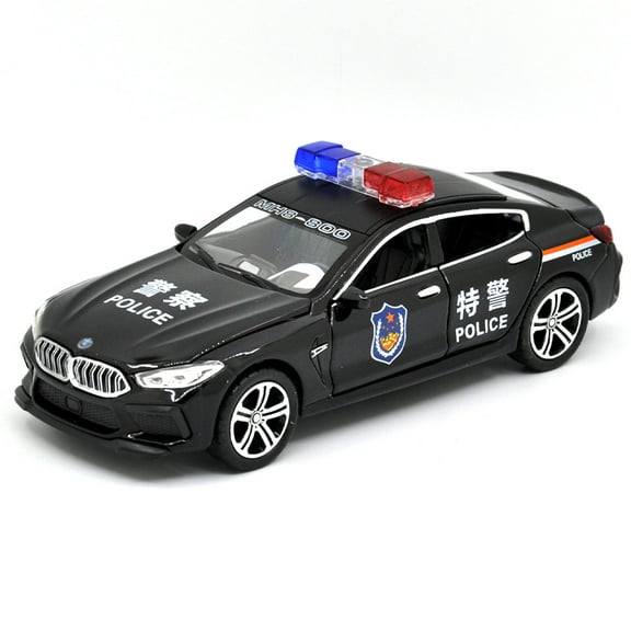 1:32 For BMW M8 Police Car Model Simulation Alloy Pull Back Sound And Light Boy Metal Car 110 Toy Car Collection Gift