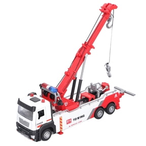 1:32 Heavy Construction Crane Truck Toy, 360 Degree Rotating Boom Lift Toy Vehicle with Sound and Light for Kids Boys Girls (9.8 Inches / 25.0 cm)