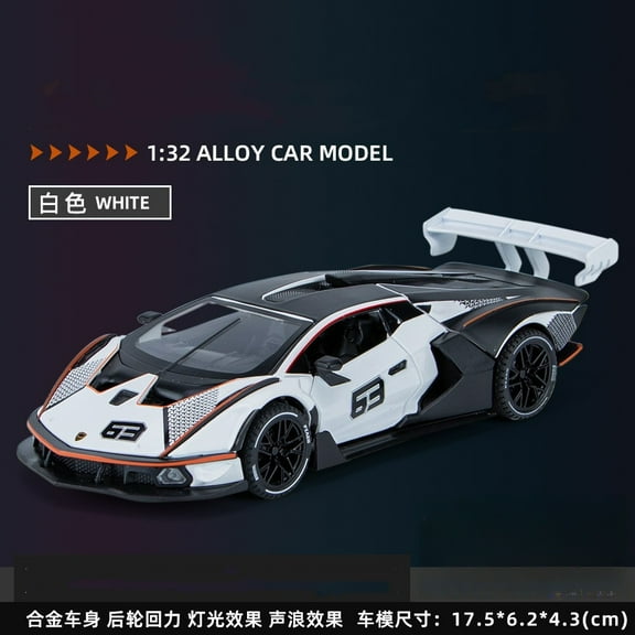 1:32 Lamborghini SCV12 Diecast Toy Car Model Pull Back Doors Openable Sound & Light Educational Collection Gift For Kids A542