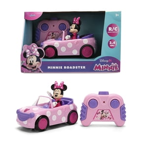 RC Car Minnie Mouse Disney Junior 1:32 Scale Vehicle with Non-Removable Figure Pink Remote Control Car by Jada Toys