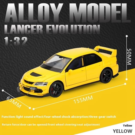 1:32 Mitsubishi Lancer Evolution Ninth Generation Super Racing Metal Alloy Diecast Car Model Sound & Light Right Rudder Gift