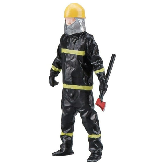 1/32 Models People Figures Fireman Figures for DIY Scene Micro Landscapes Layout Black A