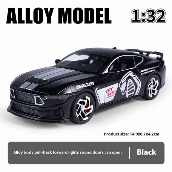 1:32 Mustang GT500 alloy die-cast car model return force forward simulation sound and light children's toy car boy gift