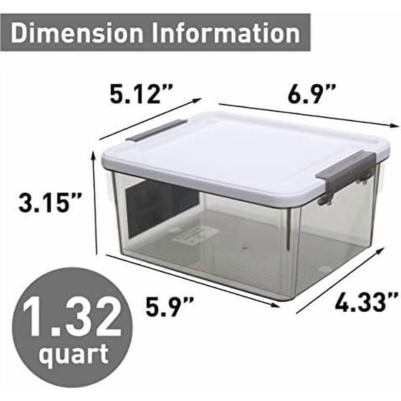 1.32 QT 10 Pack Small Storage Bins Plastic Storage Container Stackable Box with Lids for Organizing, Clear Grey.