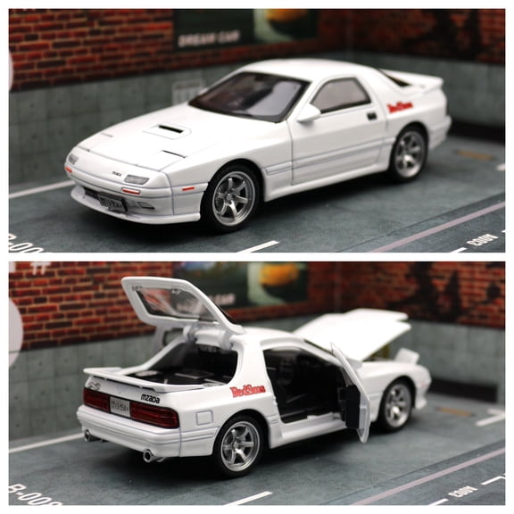 1/32 RX7 Initial D Miniature Diecast RX-7 Toy Car Model Sound & Light Doors Openable Collection Gift for Children Boy Kid