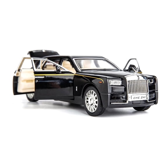 Play Vehicle 1:32 Rolls-Royce Phantom Model Car, Zinc Alloy Pull Back Toy car with Sound and Light for Kids Boys Girls, Gift Black