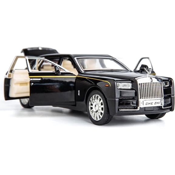 1/32 Rolls-Royce Phantom Model Car, Zinc Alloy Pull Back Toy car with Sound and Light for Kids Boy Girl, Play Vehicle Gift Black