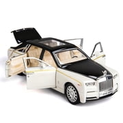1/32 Rolls-Royce Phantom Model Car, Zinc Alloy Pull Back Toy car with Sound and Light for Kids Boy Girl, Play Vehicle Gift White