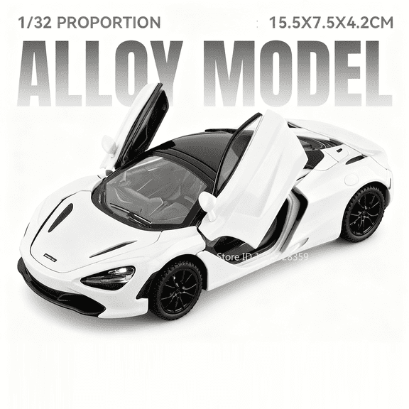 1:32 Scale Alloy Diecast Super Sports Car Replica, Detailed 720S & Senna Style Race Car Model with Sound & LED Light Effects, Pull Back Inertia Vehicle with Exquisite Interior, Desktop Display Collec