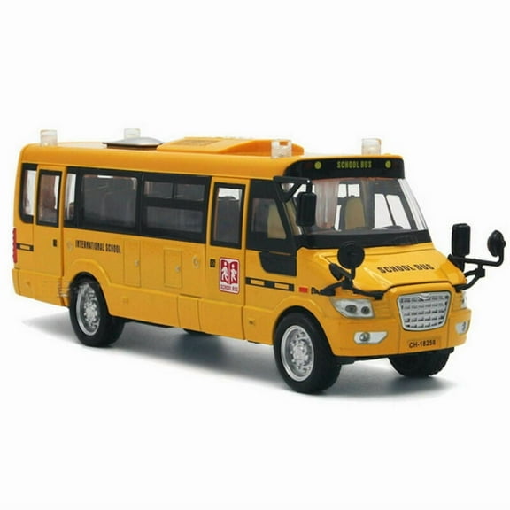 1:32 Scale Alloy School Bus Model with LED Lights & Music Sound Yellow for Collectors TAPDRA Accessories