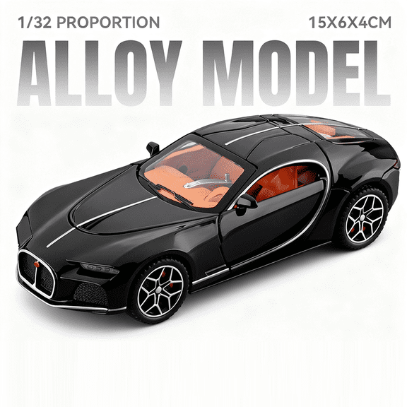 1:32 Scale Atlantic Bolide Sports Car Model Toy Doors Opened Sound Light Pul Back Alloy Racing Cars Collection Ornaments