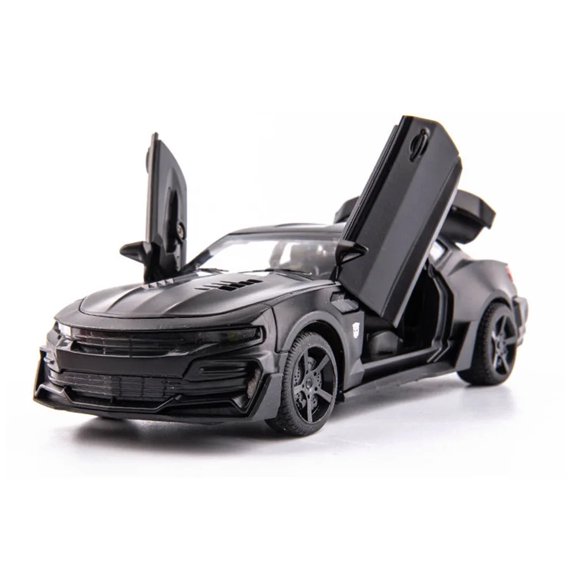 1/32 Scale Camaro Alloy Diecast Vehicle Model, Pull Back Replica with Openable Doors, Sound & Light Function for Display & Collection