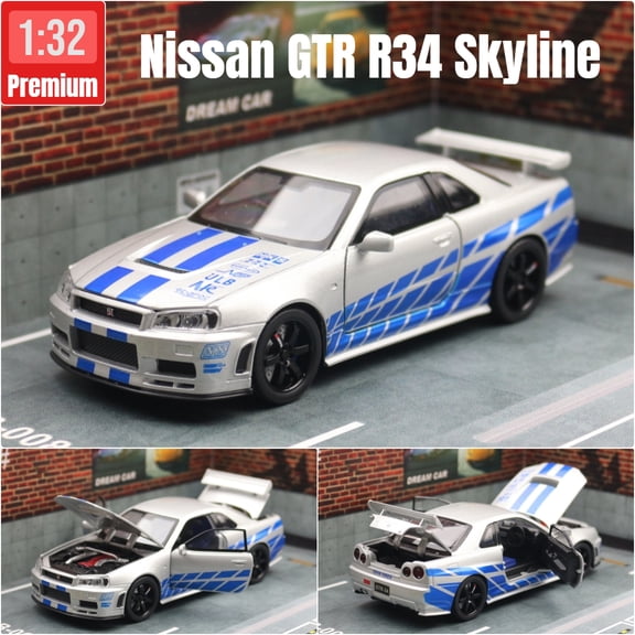1:32 Scale Die-Cast Sports Car Model, Street Racing Replica with Openable Hood & Door, Collectible Display Piece