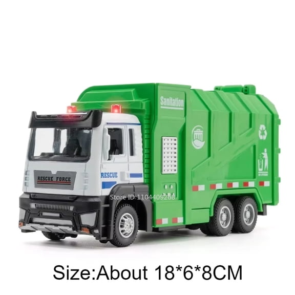 1:32 Scale Dual Hook Wrecker & Sanitation Garbage Truck Diecast Model, Alloy Metal Pull Back City Engineering Vehicle with Movable Tow Hooks & Functional Garbage Bin, Realistic Collectible Urban Work