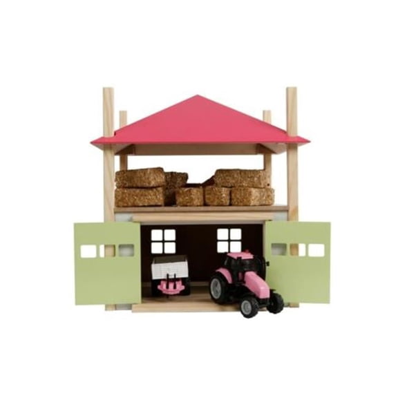 1-32 Scale Hay Barn with Loft & Height Adjustable - Pink, Green & White