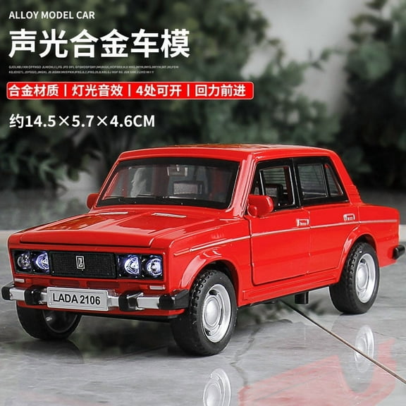 1:32 LADA 2106 Alloy Classic Car Model Diecast Metal Toy Sound and Light Pull Back Children Toy Miniature Vehicle Model Kid Gift